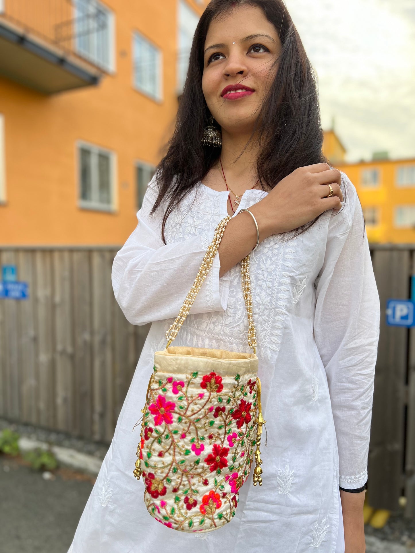 Scarlet Splendor - Pure Cotton Chikankari Kurti