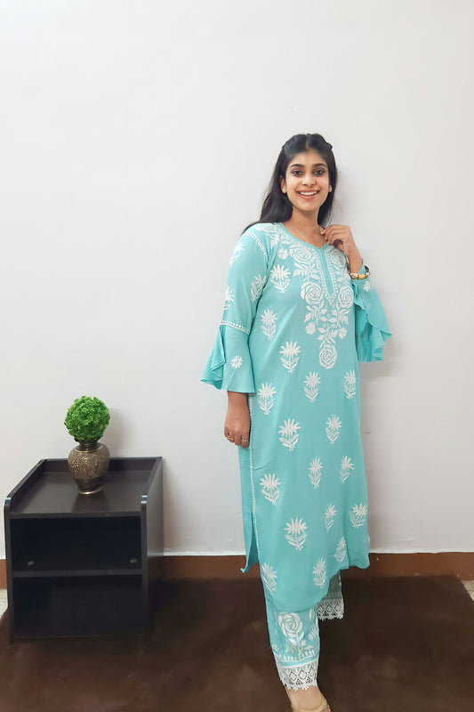 Mystical Wraps - Rayon Chikankari Kurta Pajama Set