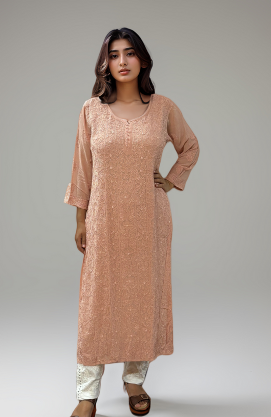 Opulent Threads - Viscose Georgette Resham Jaal Chikankari Kurti