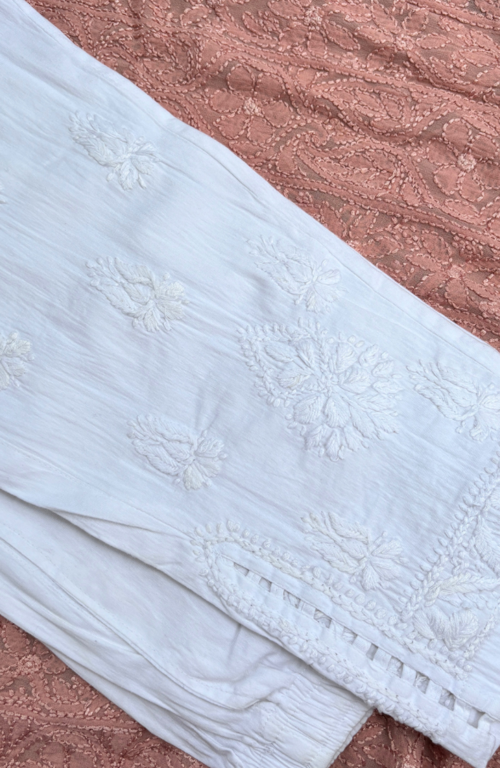 Cotton Hand Embroidered Chikankari Straight Pants