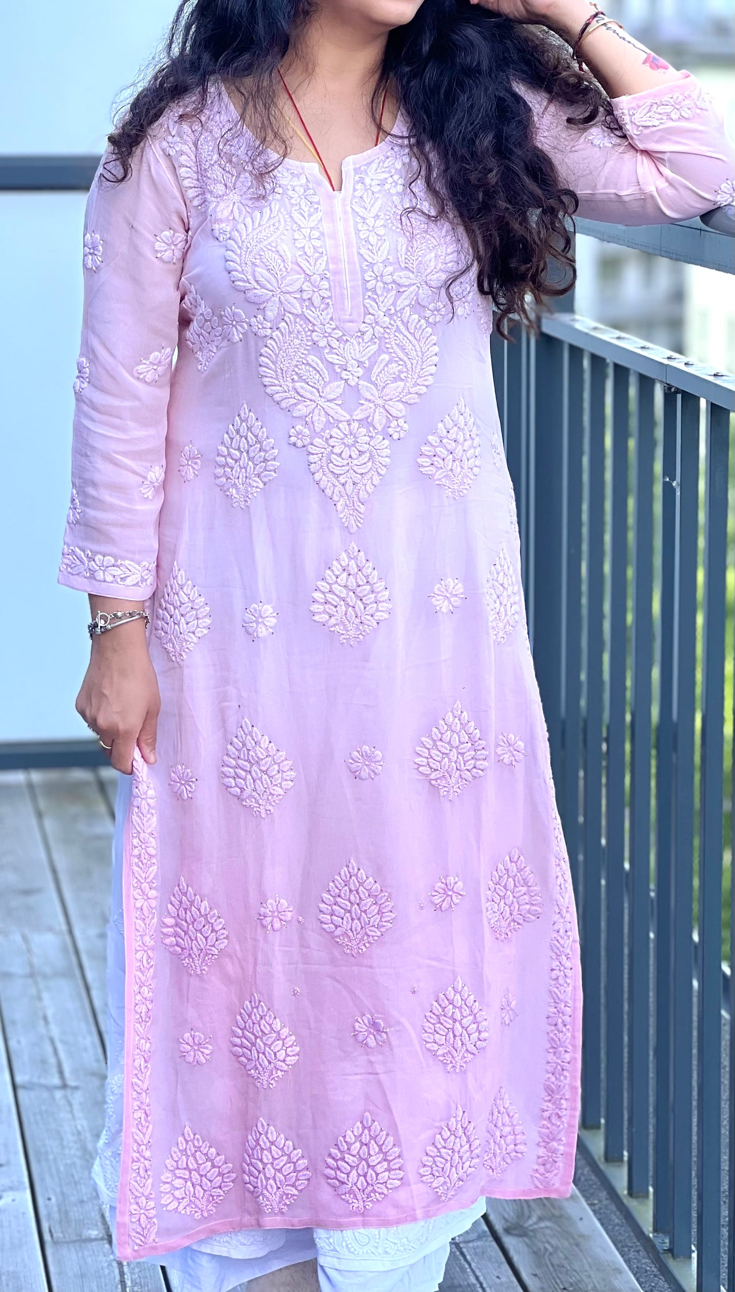 Ombre Bliss - Viscose Georgette Chikankari Kurti