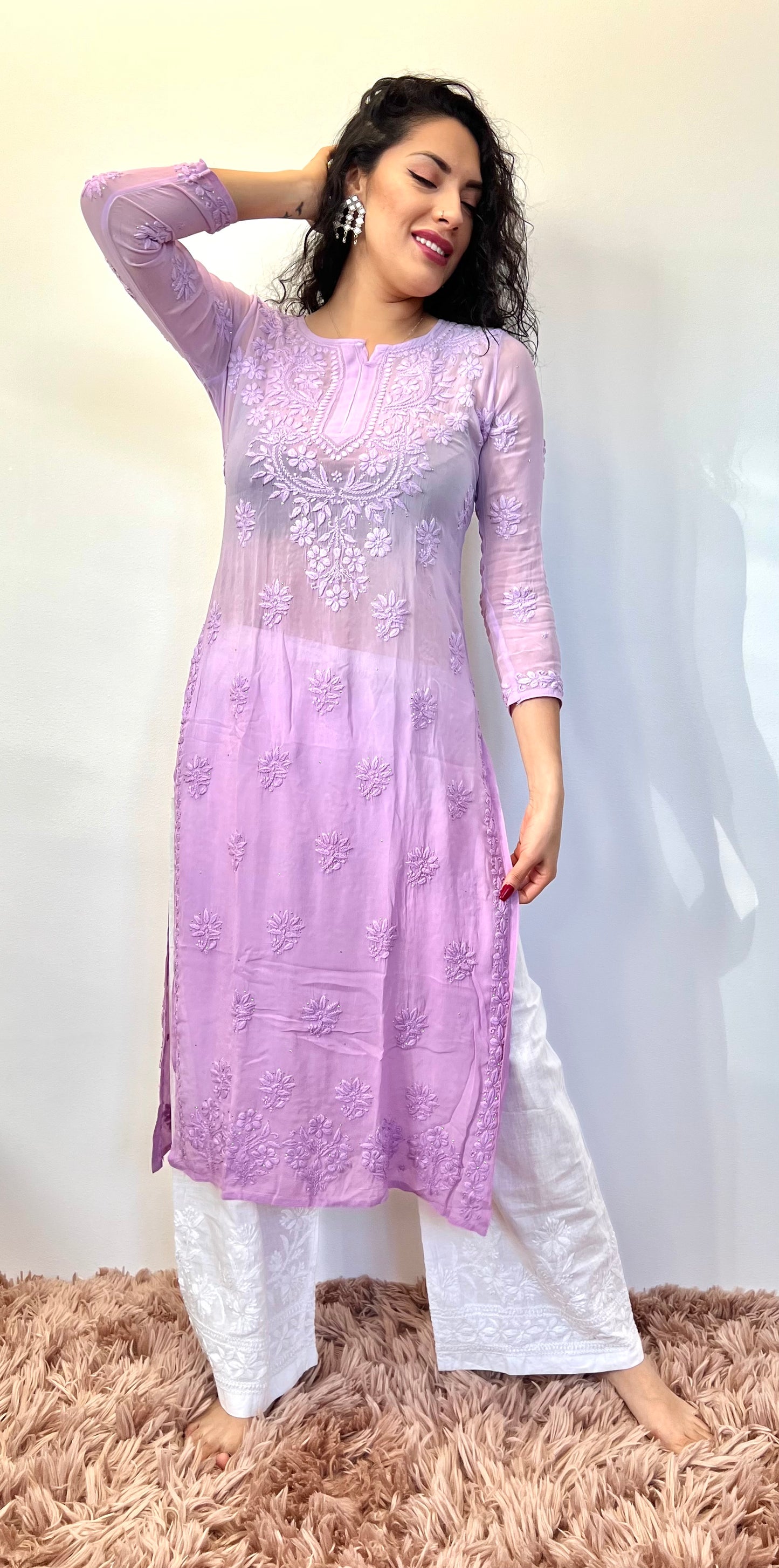 Ombre Bliss - Viscose Georgette Chikankari Kurti