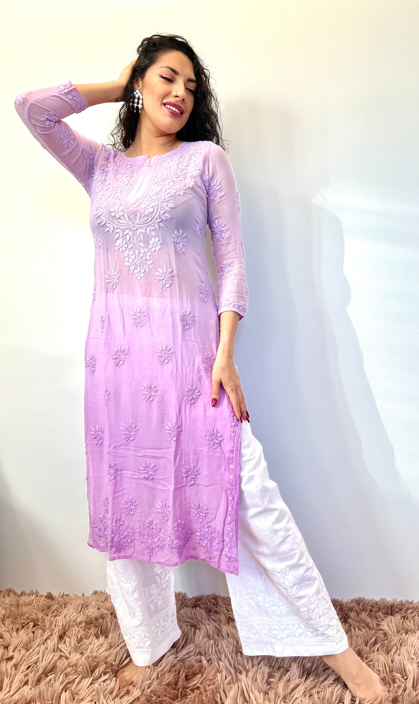 Ombre Bliss - Viscose Georgette Chikankari Kurti