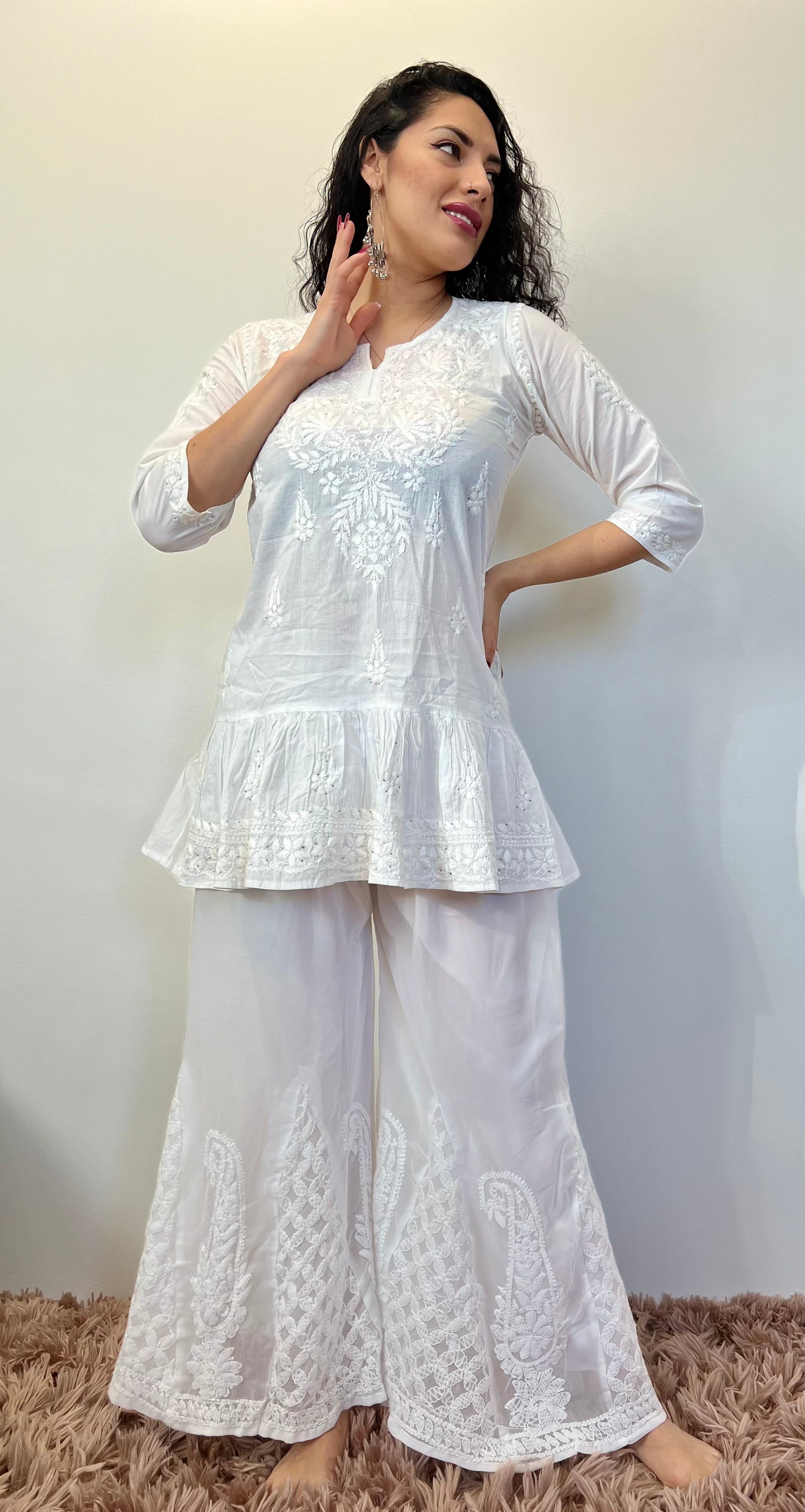 Pure Cotton Hand Embroidered Chikankari Short Top