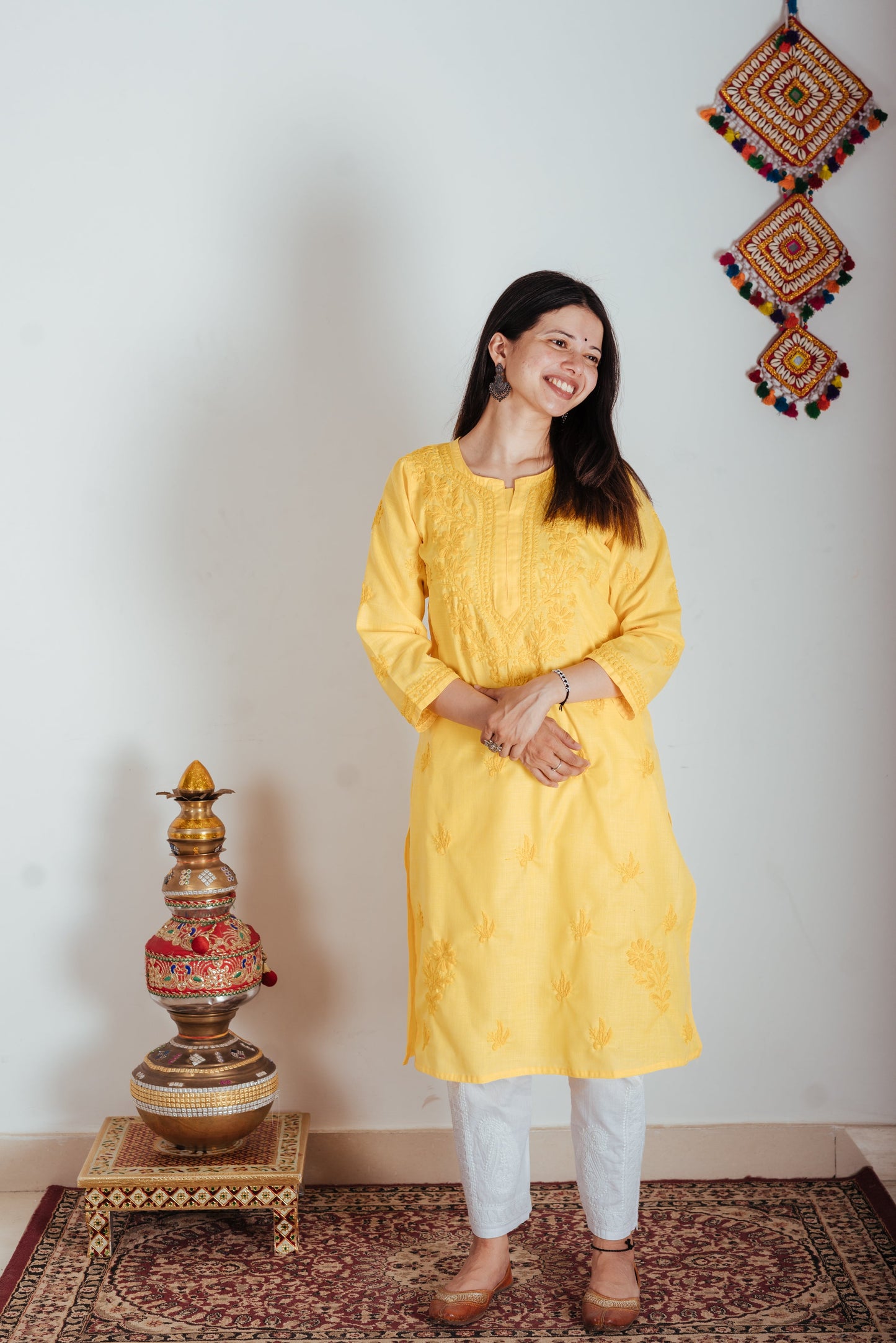 Opulent Oasis - Cotton Chikankari Kurti