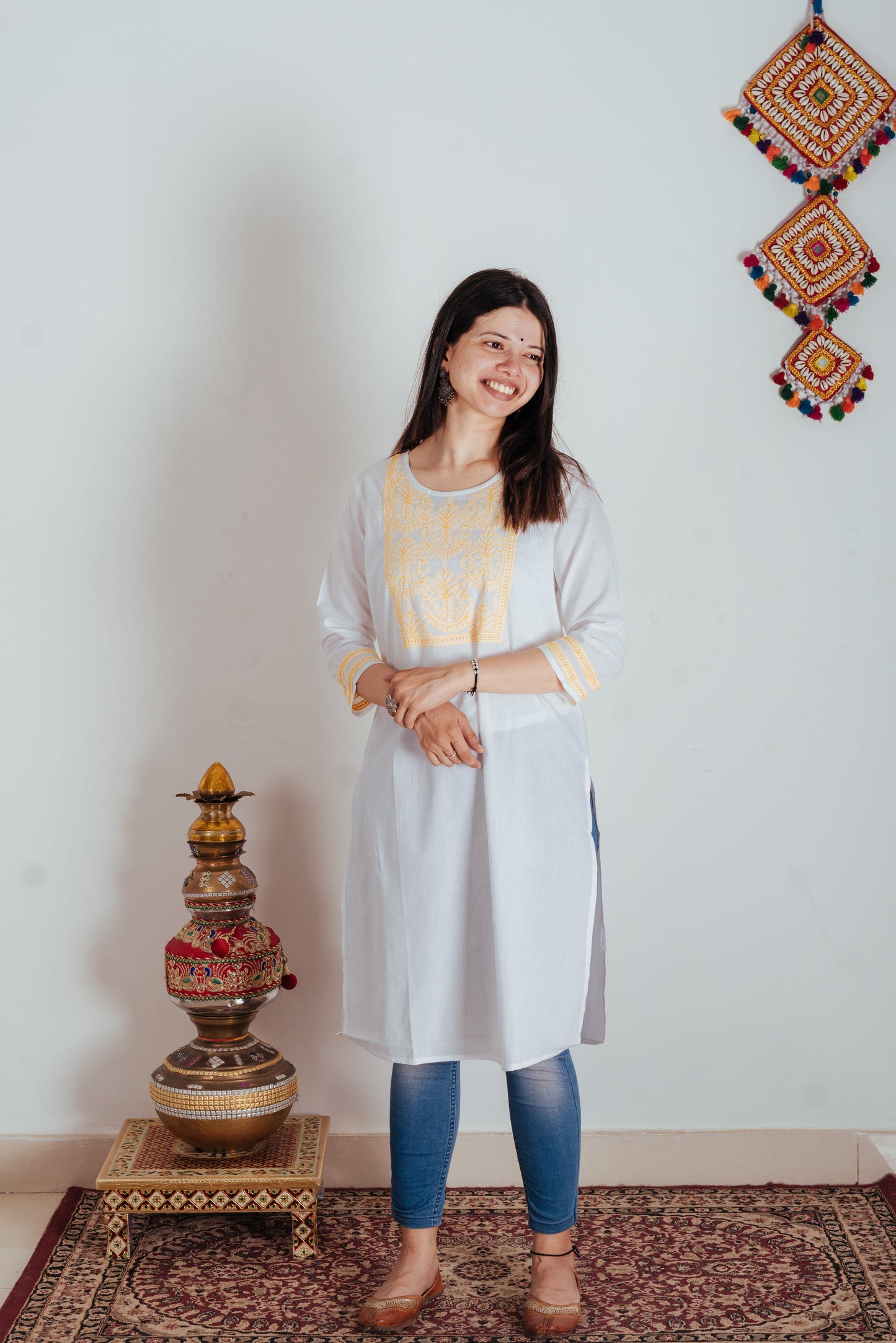 Floral Fusion - Muslin Chikankari Kurti