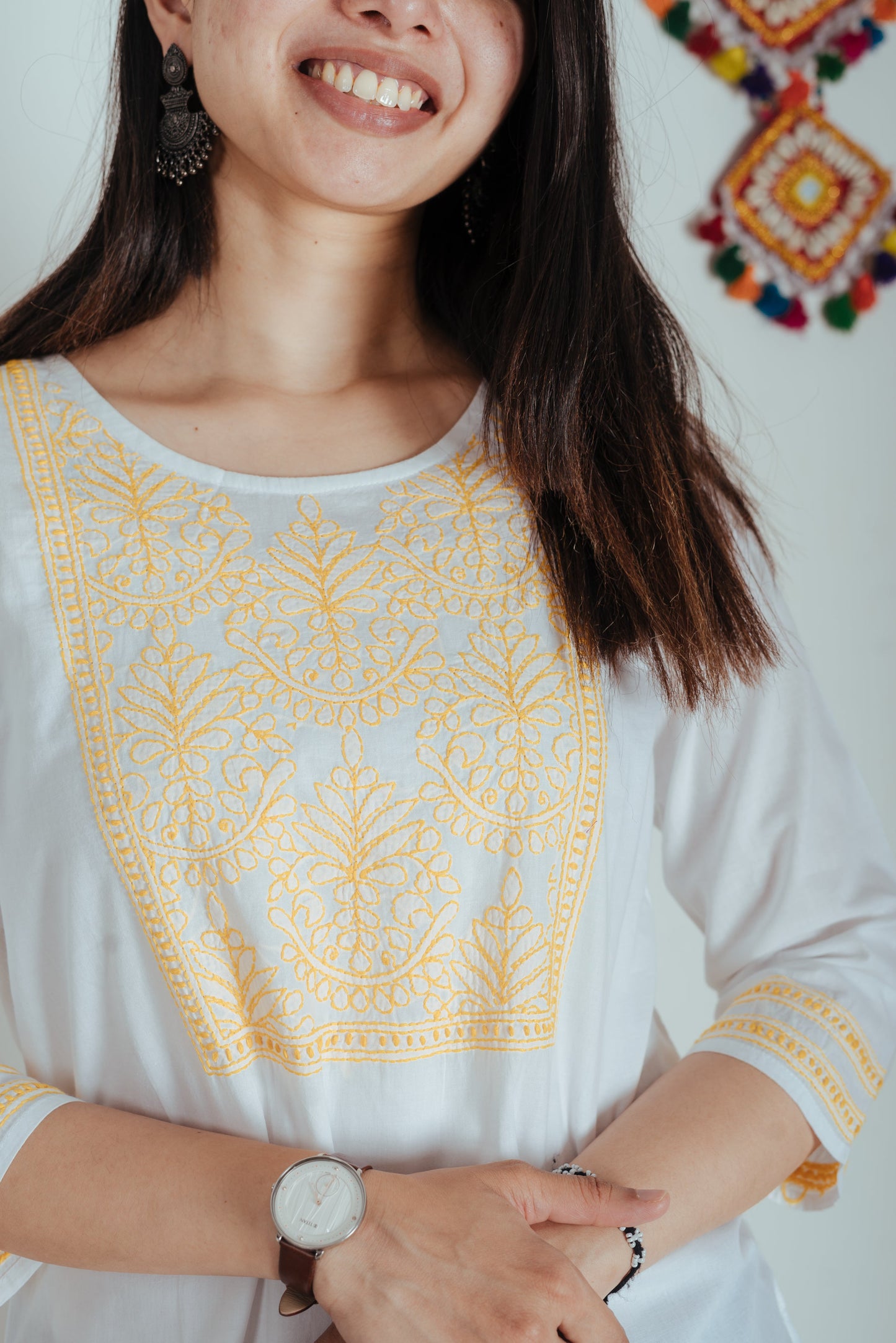 Floral Fusion - Muslin Chikankari Kurti