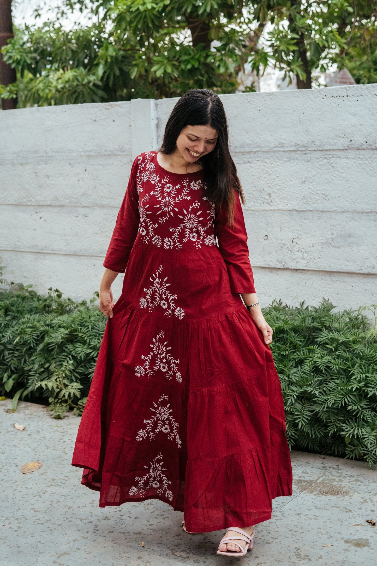 Moonlit Magic - Cotton Chikankari Gown