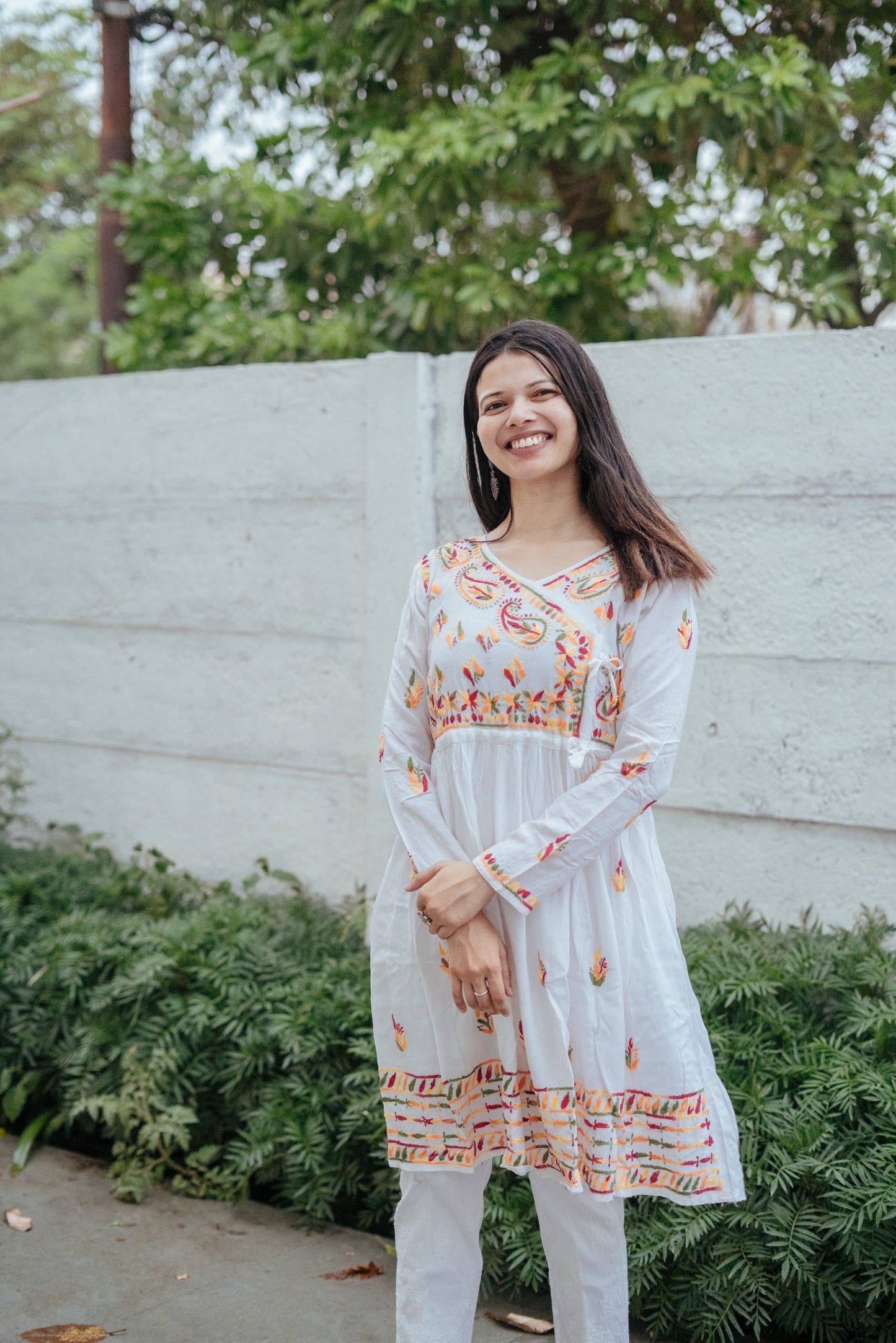 Peacock Plume - Muslin Chikankari Short Top