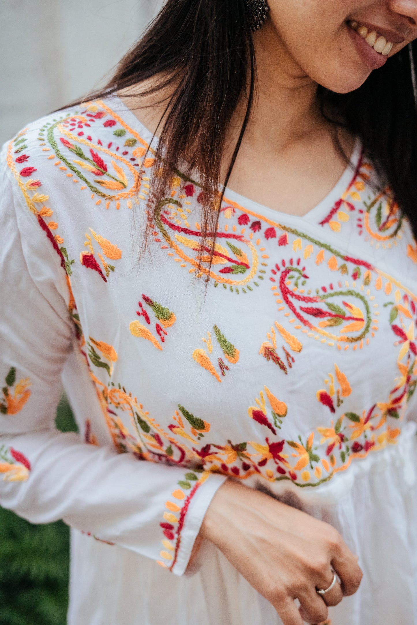 Peacock Plume - Muslin Chikankari Short Top