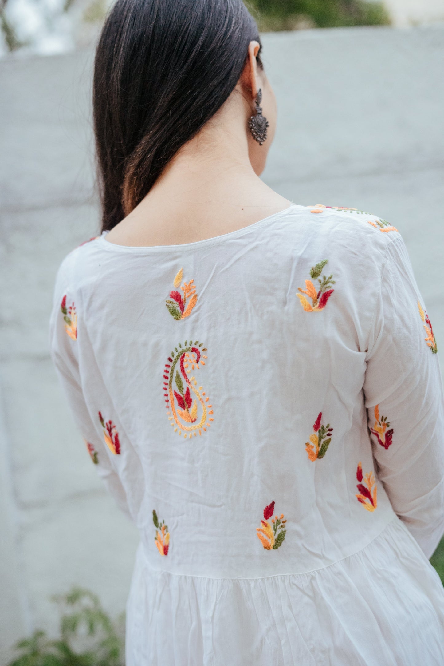 Peacock Plume - Muslin Chikankari Short Top