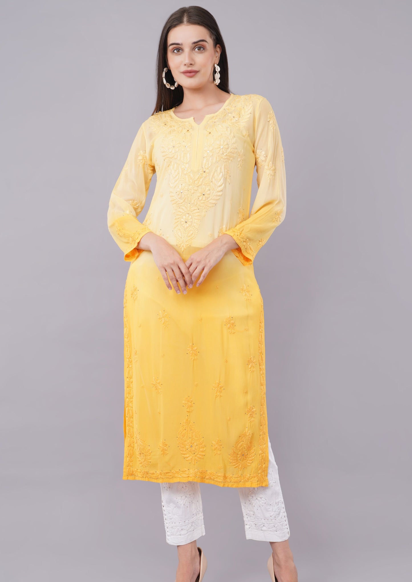 Spice Soiree - Viscose Georgette Chikankari Kurti