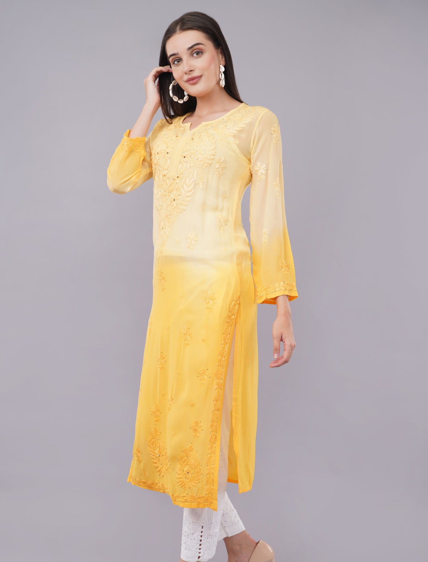 Spice Soiree - Viscose Georgette Chikankari Kurti