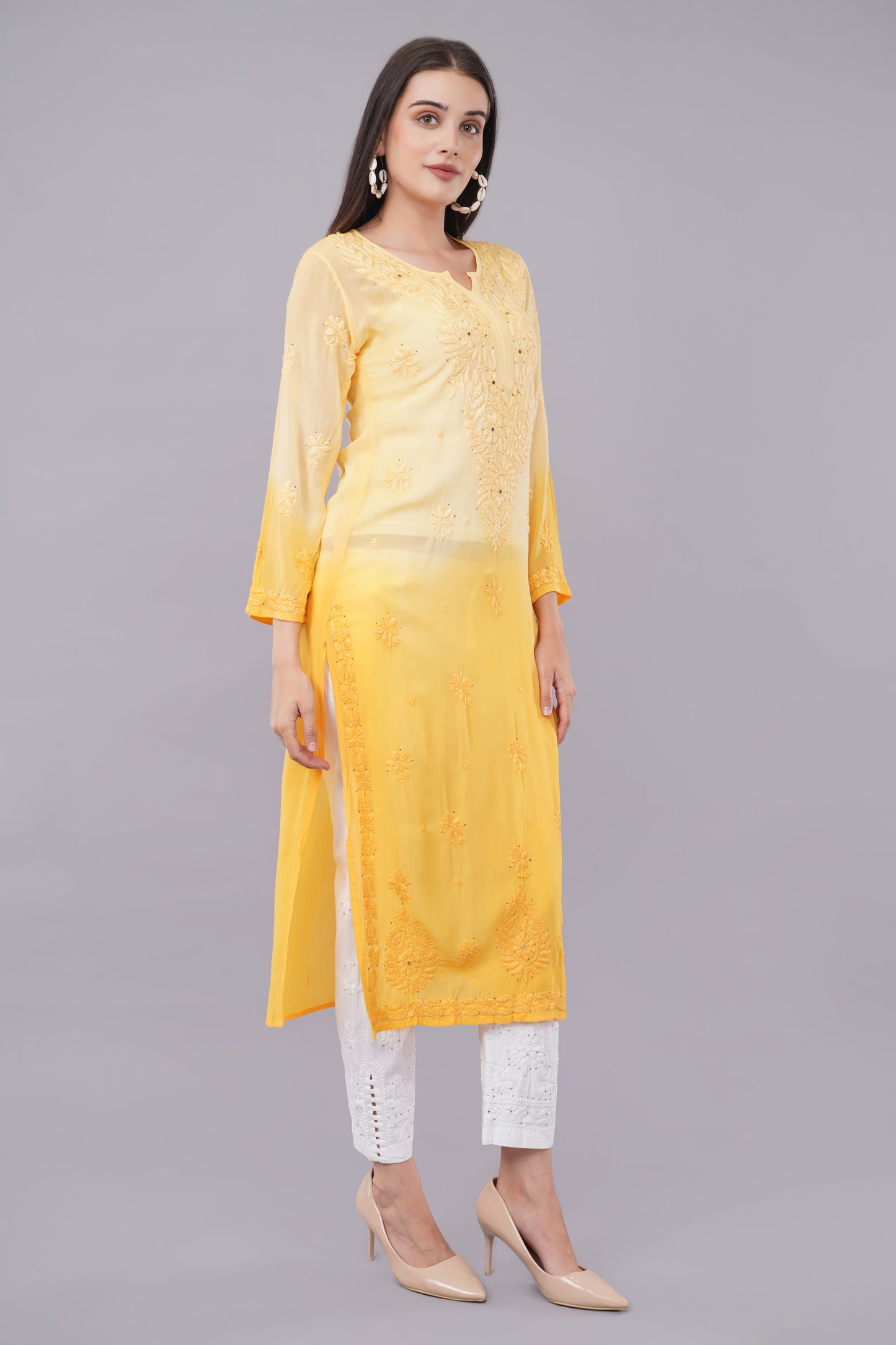 Spice Soiree - Viscose Georgette Chikankari Kurti