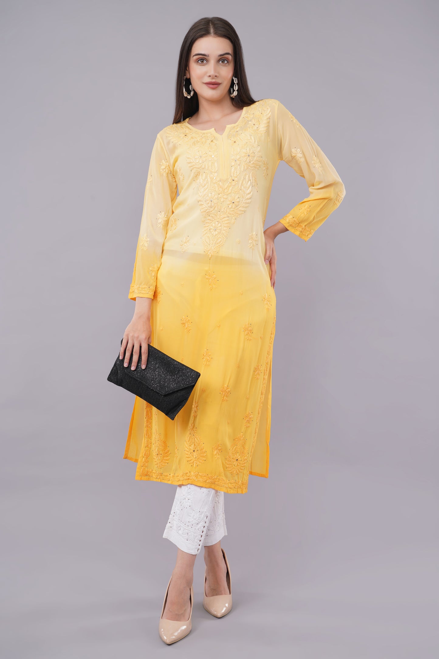 Spice Soiree - Viscose Georgette Chikankari Kurti