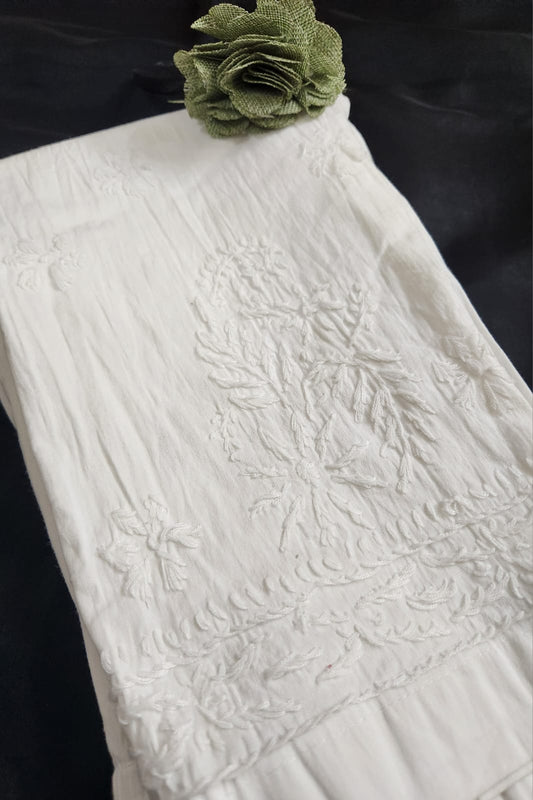 Zaara - White Cotton Chikankari Pants