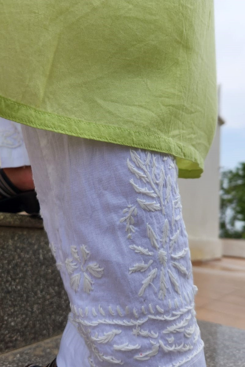 Zaara - White Cotton Chikankari Pants