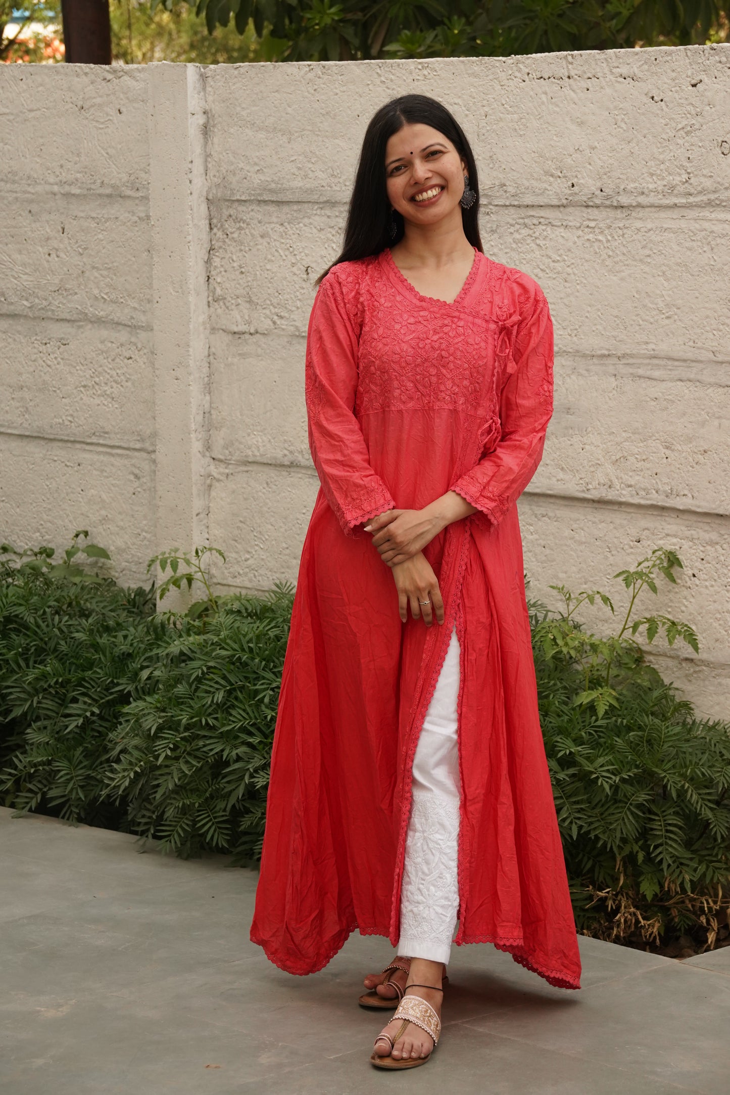 Ellora Elegance - Angarkha style side-slit Chikankari Kurti