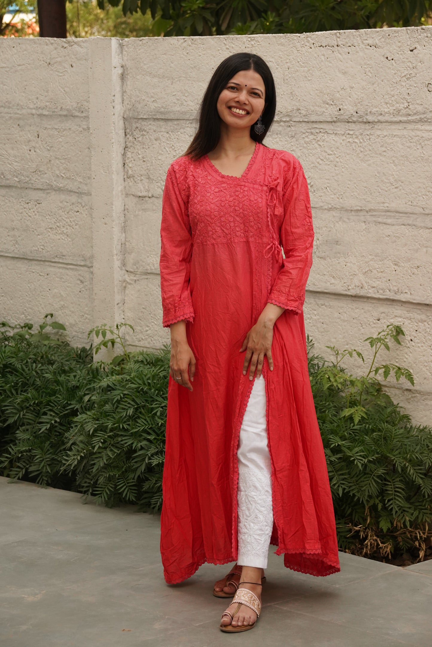 Ellora Elegance - Angarkha style side-slit Chikankari Kurti